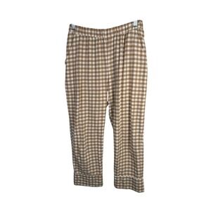 Eve Gravel Tan White Cotton Gingham Cohen Pant Size Large